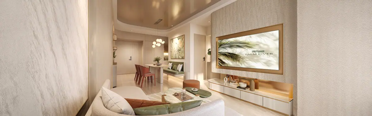 Phòng khách căn hộ 2 phòng ngủ Palm River