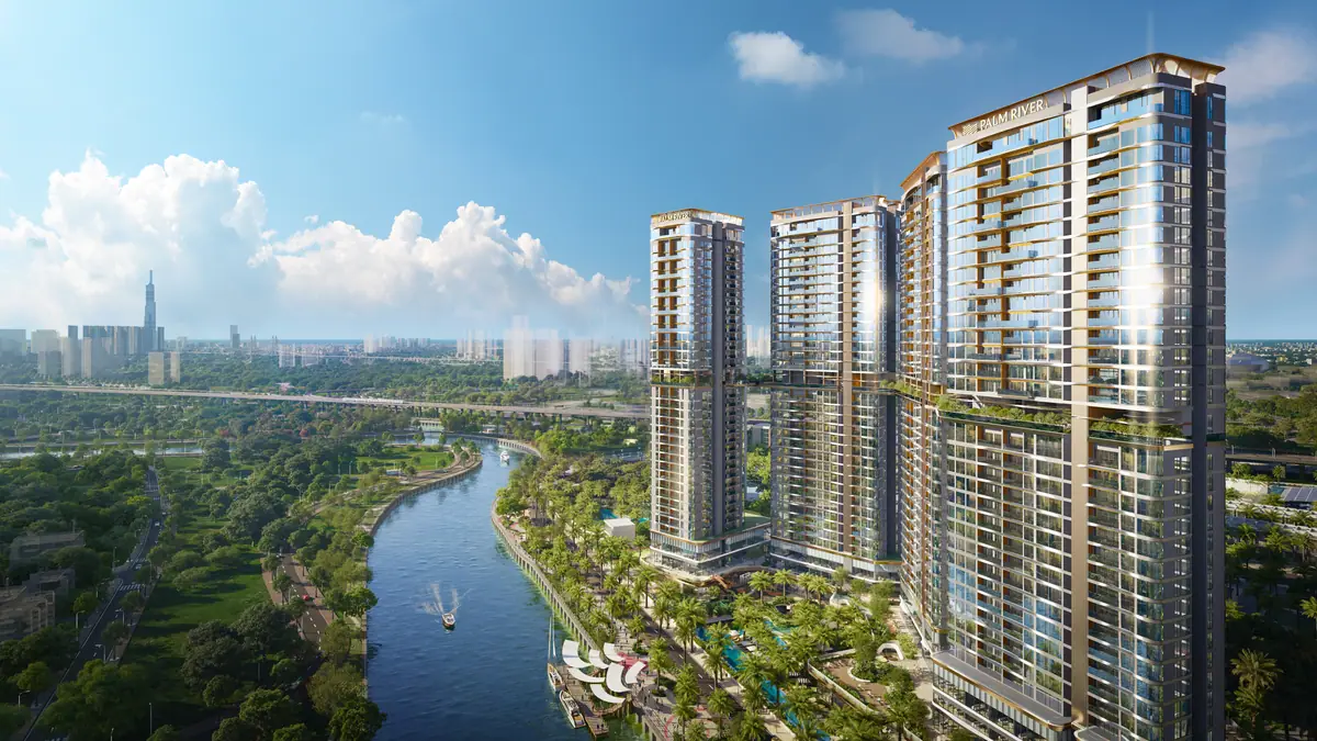 Phối cảnh mặt đứng sau các tòa tháp Palm River
