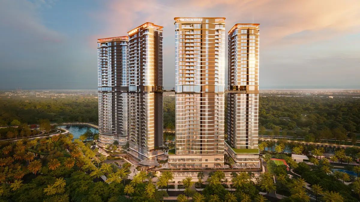 Phối cảnh mặt đứng trước các tòa tháp Palm River